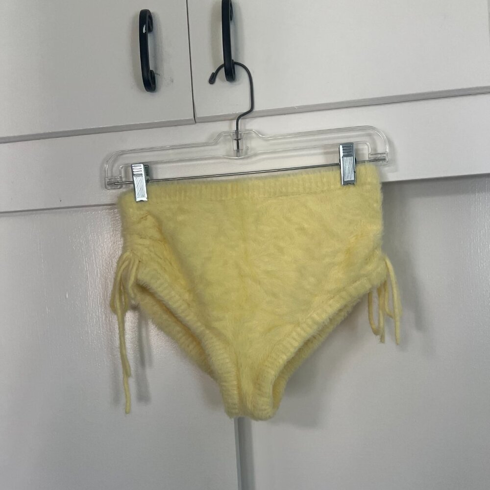 For Love & Lemons Yellow Fuzzy High-Waist Shorts - Picture 6 of 12